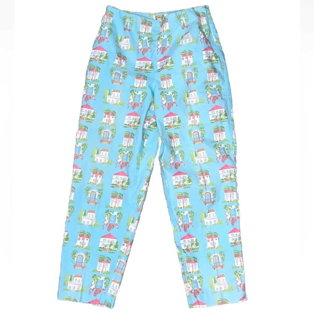 Talbots Vintage Village / House Novelty Print High Rise Cropped Pants 10 Petite